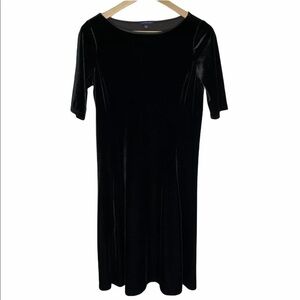 Lands End Womens Velour Dress Small 6/8 Black